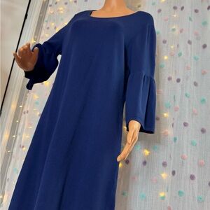 Sail to Sable Elegant Blue Long Sleeve Dress